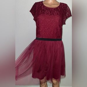 Speechless, short sleeve maroon sparkle formal dress. Size XL